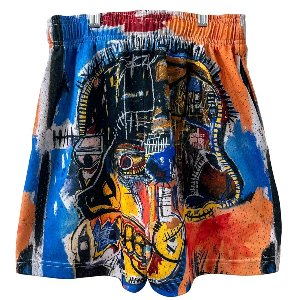 Bravest Studios Basquiat Skull Mesh Basketball Shorts Men's Medium Multicolor